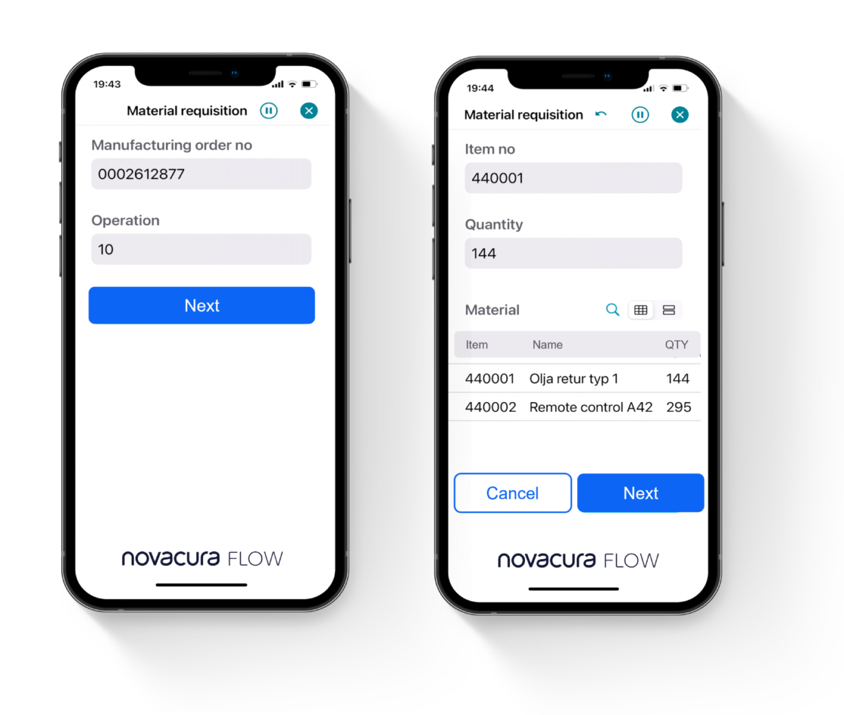 Manufacturing control with Novacura mobile software solution – Novacura