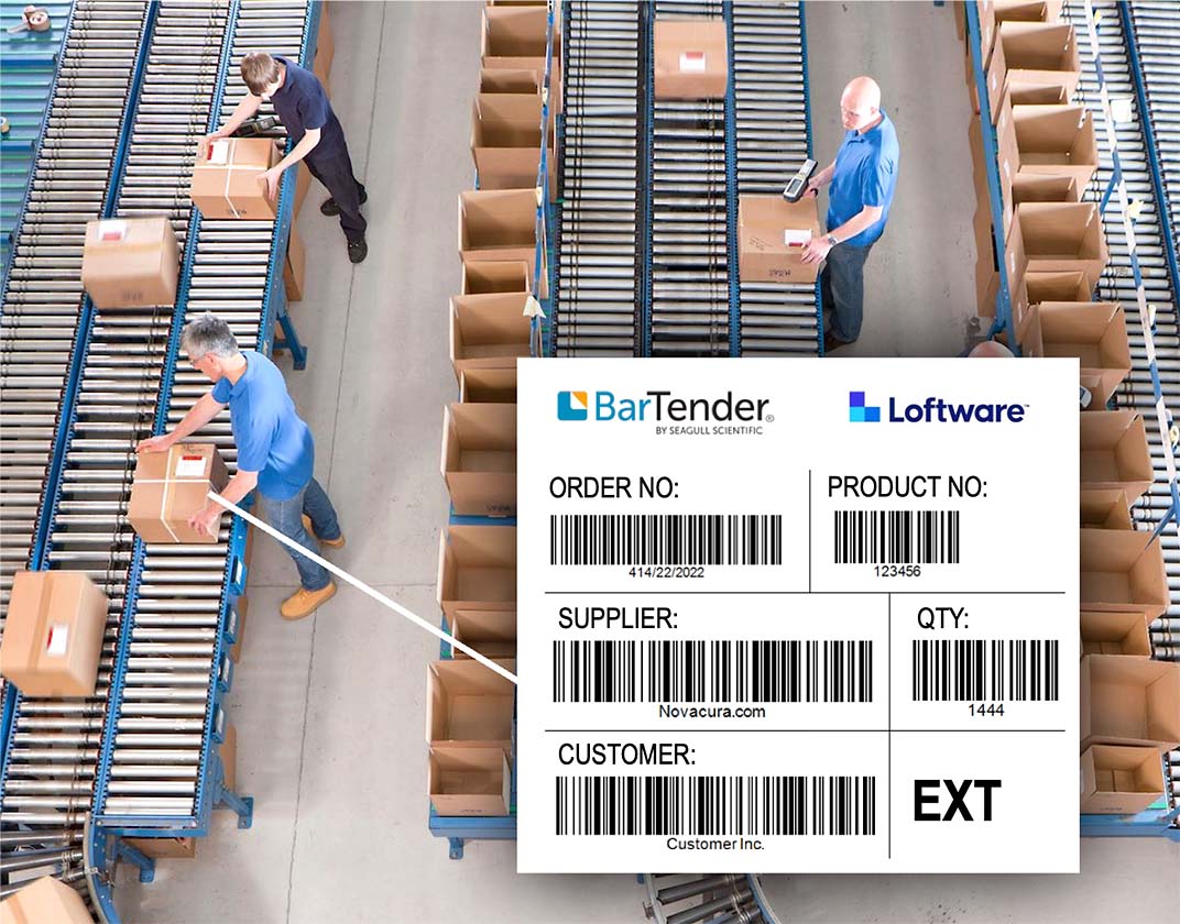 Labeling system control with the Novacura Flow application for warehouse employees, image by Novacura