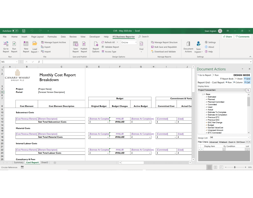 Excel integration, image Novacura