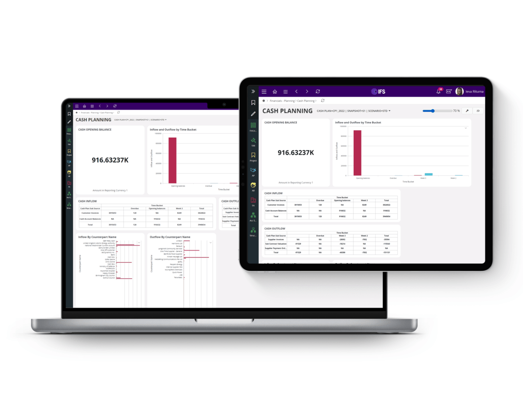 Cash planning with IFS Cloud Finance module, image Novacura