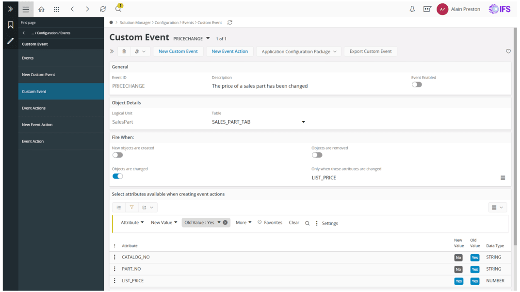 Example of IFS Cloud Security tools in Config & Capabilities area, image by Novacura