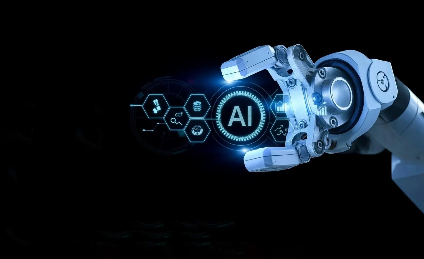 AI robotic system with ERP dashboard showing AI in ERP operations, image by Novacura