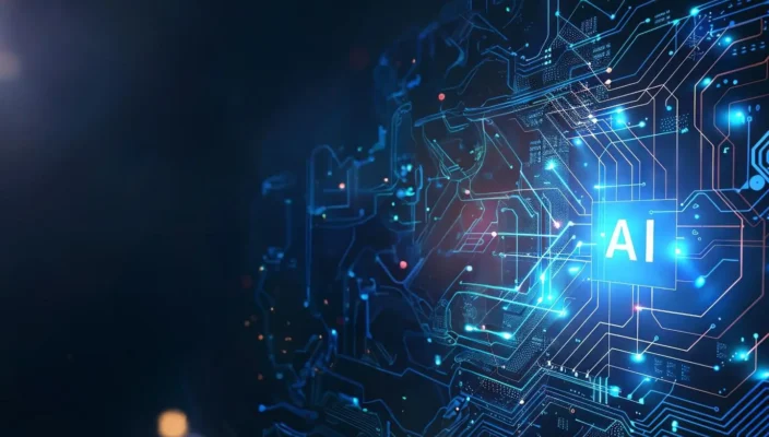 Digital board visualizing artificial intelligence in ERP systems integration, image by Novacura