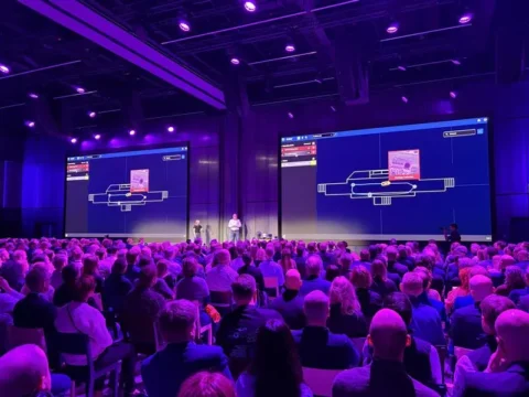 IFS Connect Nordics 2026 in Gothenburg, featuring event branding and the Novacura Flow logo, where experts discussed Industrial AI and ERP agility.